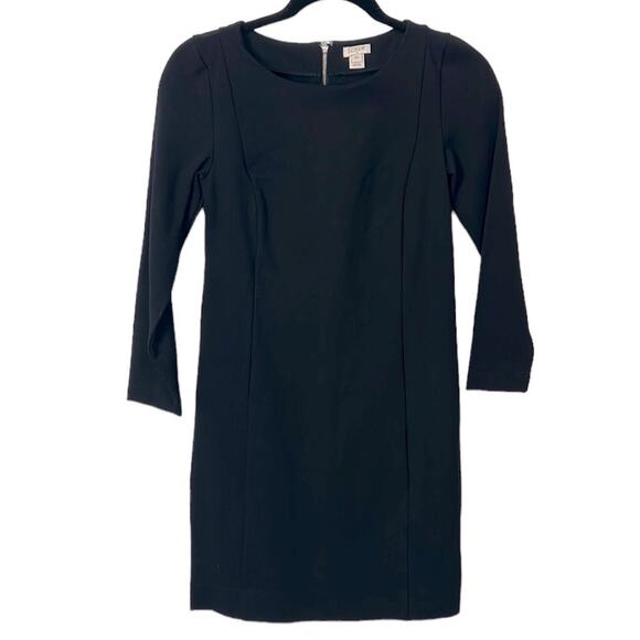 J. Crew Dress Long Sleeve Zip-Up Ponte Sheath Black Women’s Size XXS - Picture 1 of 6